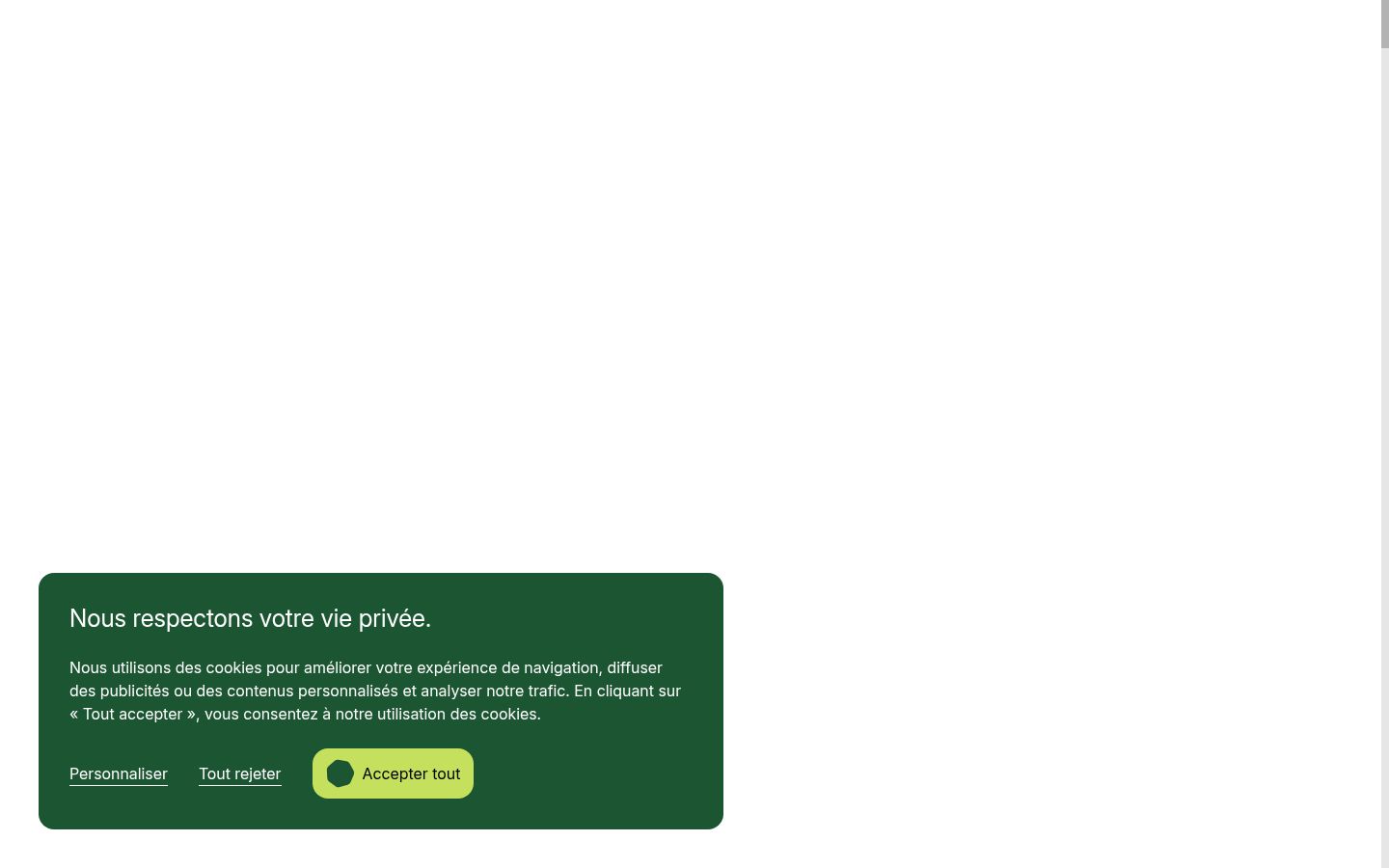 Screenshot del banner di consenso mostrato prima di qualsiasi interazione