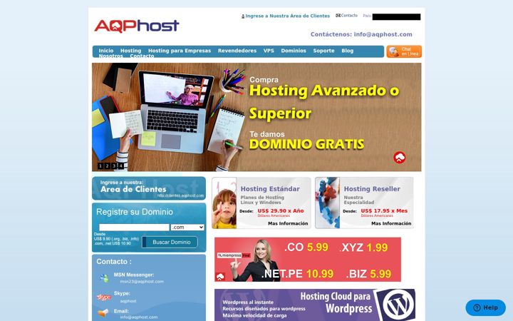 Screenshot of aqphost.com