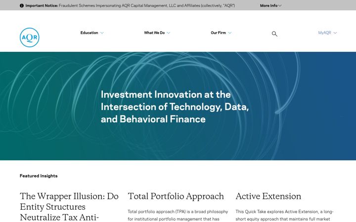 Screenshot of aqr.com