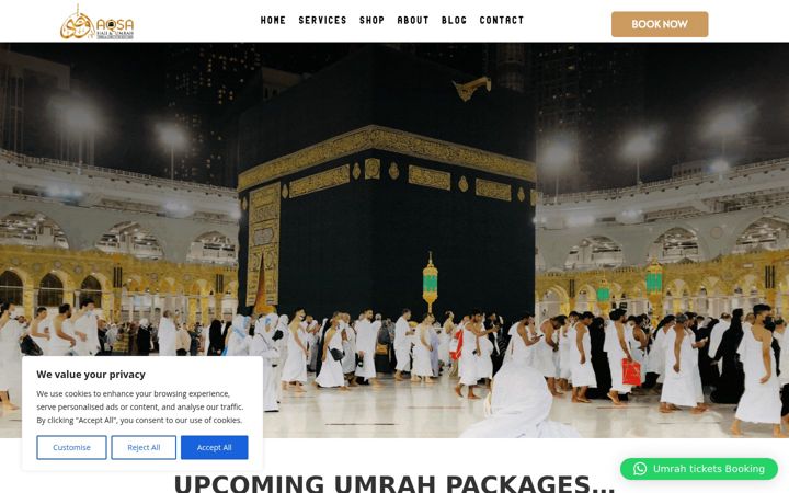 Screenshot of aqsahajj.com