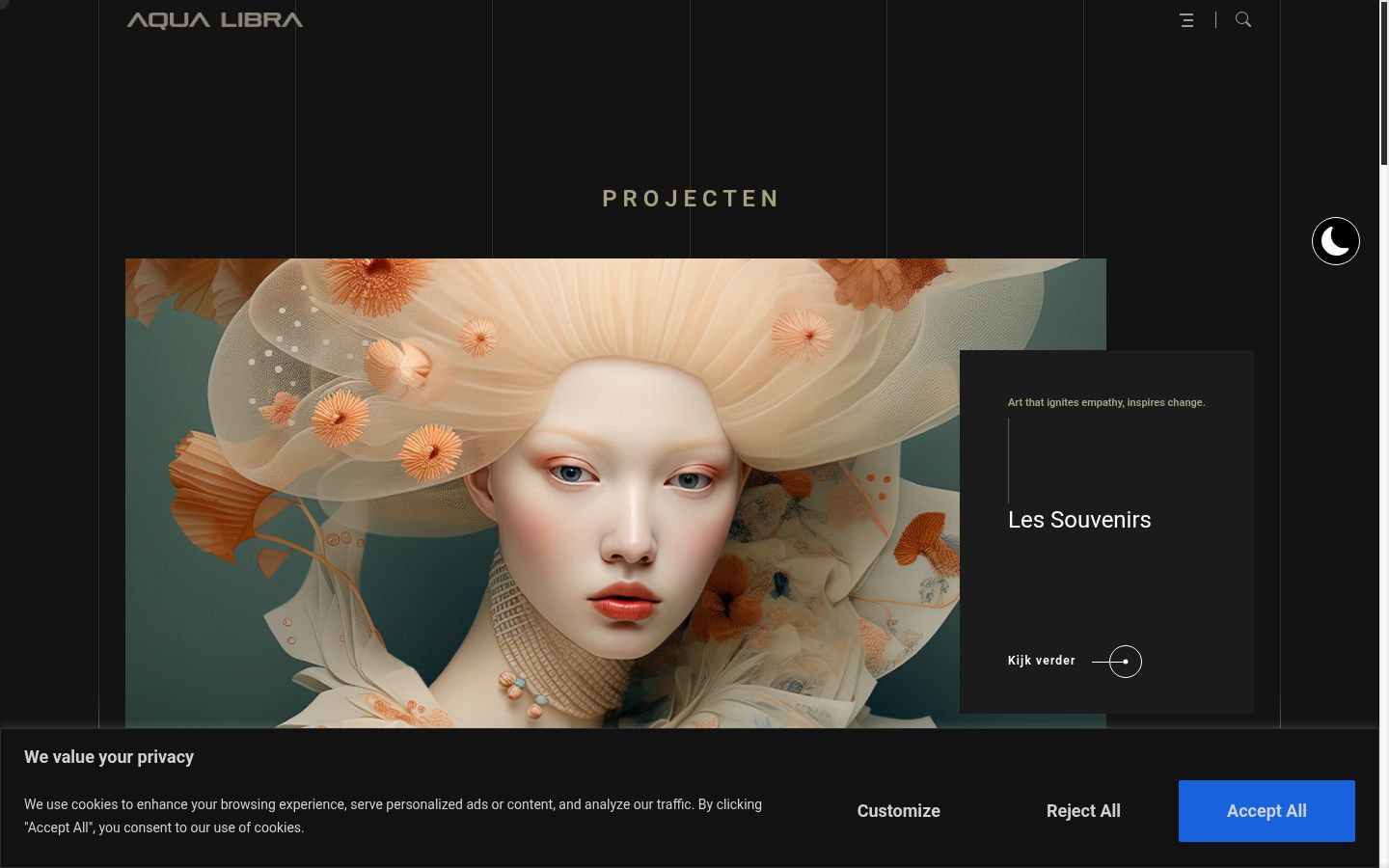 Screenshot del banner di consenso mostrato prima di qualsiasi interazione