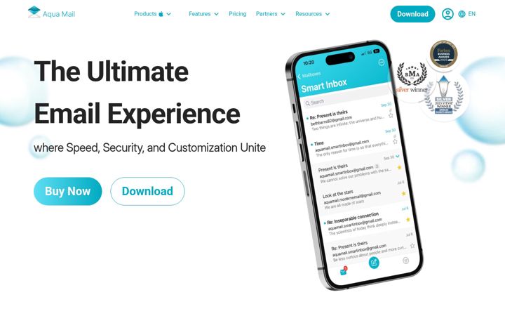 Screenshot of aqua-mail.com