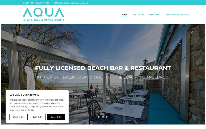 Screenshot of aquabeachbar.co.uk