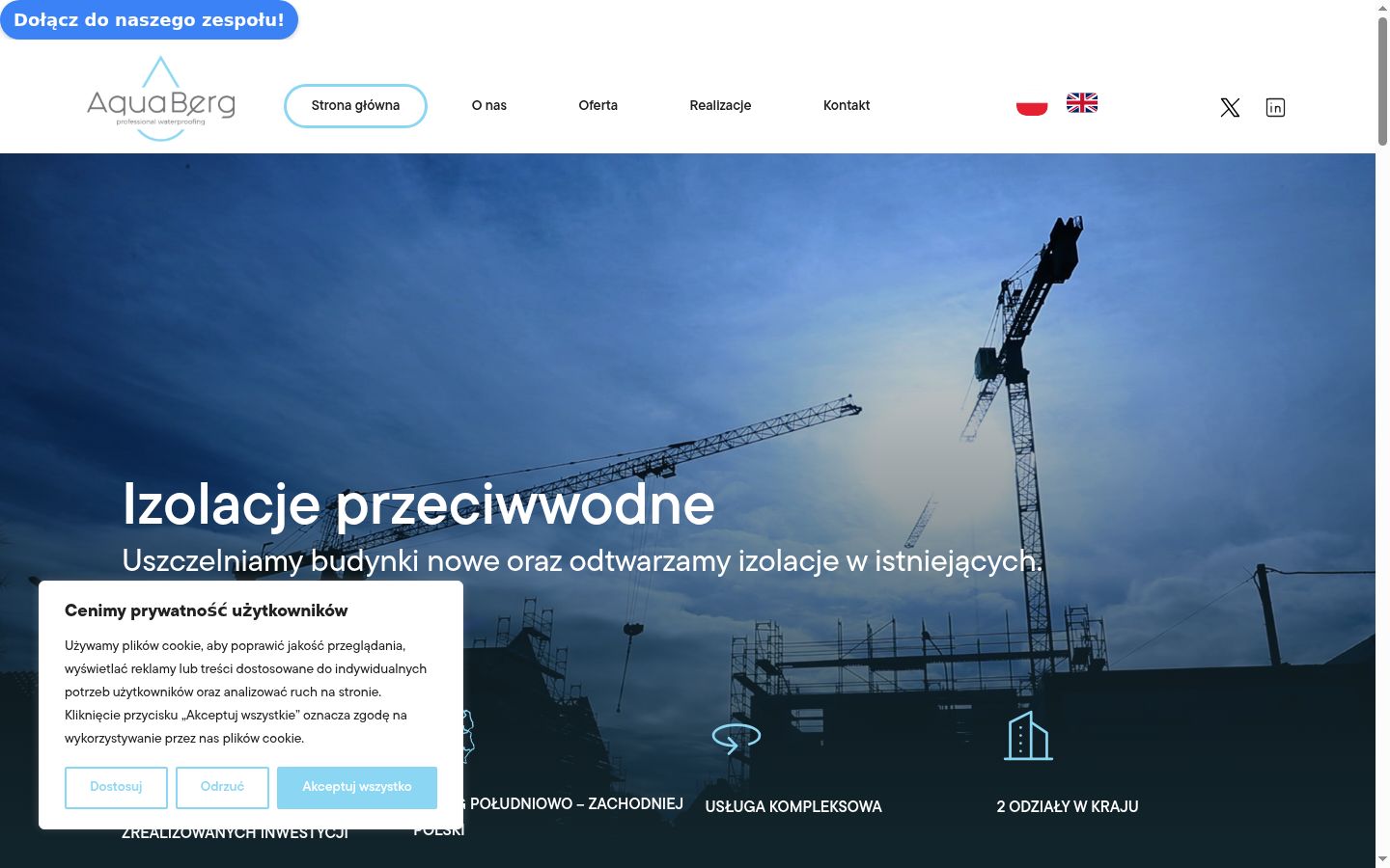 Zrzut ekranu banera zgody wyświetlanego przed jakąkolwiek interakcją