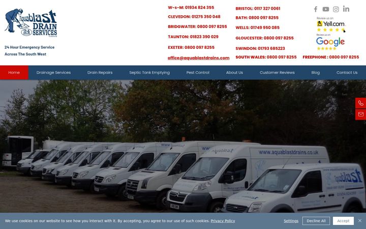 Snímek obrazovky aquablastdrainservices.co.uk