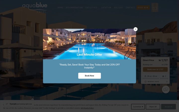 Snímek obrazovky aquablue.gr