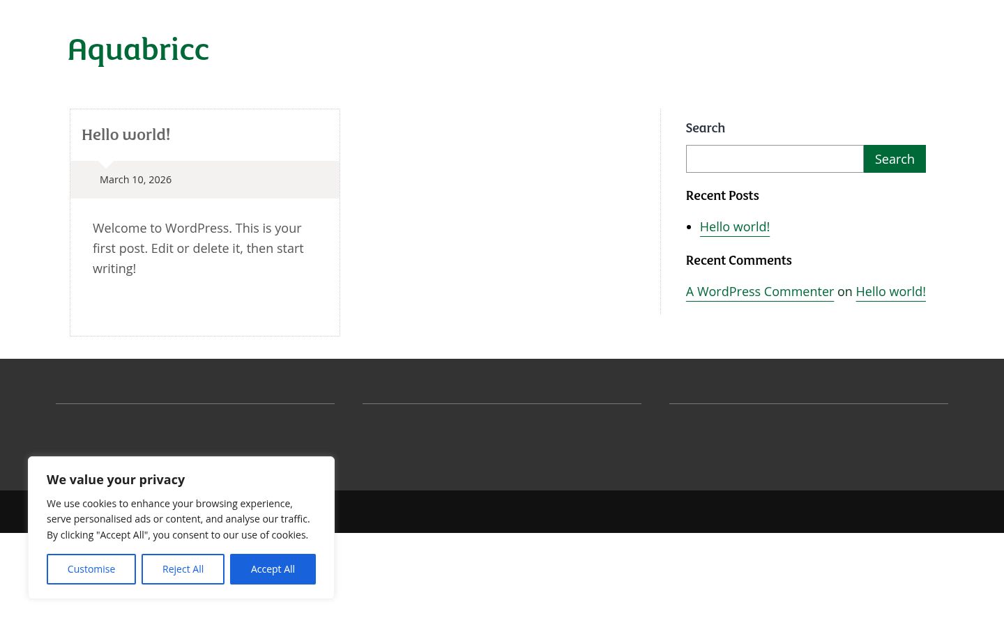 Screenshot del banner di consenso mostrato prima di qualsiasi interazione