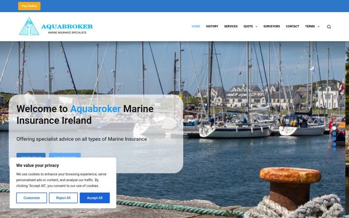 Екранна снимка на aquabroker.ie