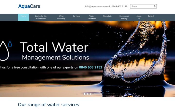 Екранна снимка на aquacarewms.co.uk