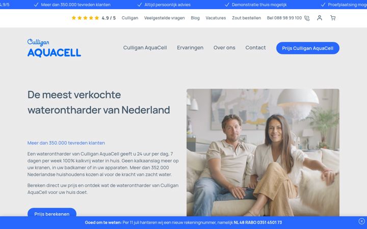 Screenshot of aquacell-waterontharder.nl