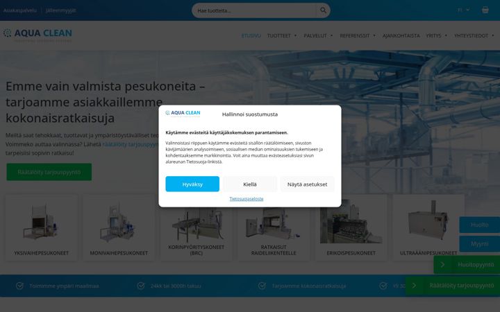 Screenshot ta' aquaclean.fi
