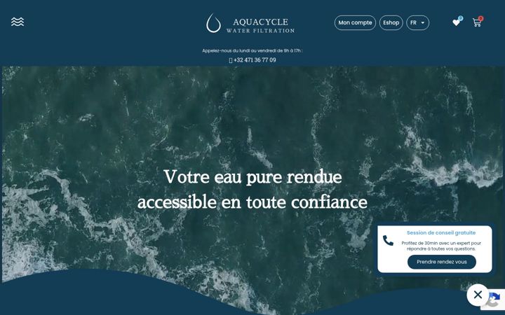 Snimka zaslona za aquacycle.be