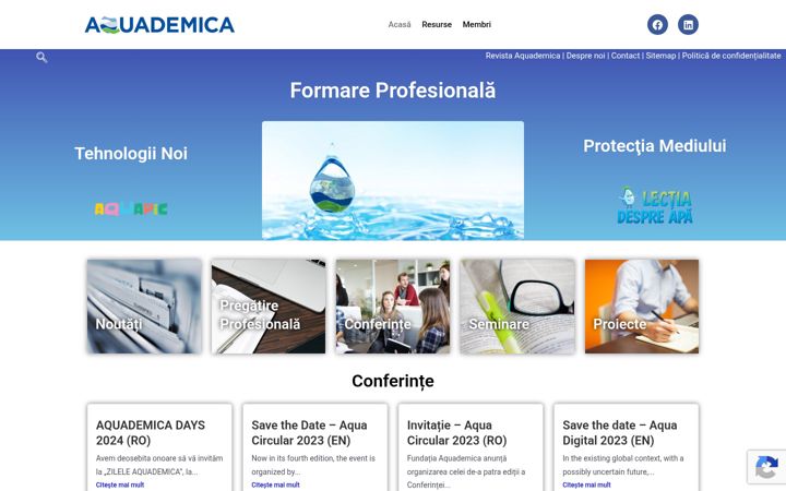 Screenshot stránky aquademica.ro