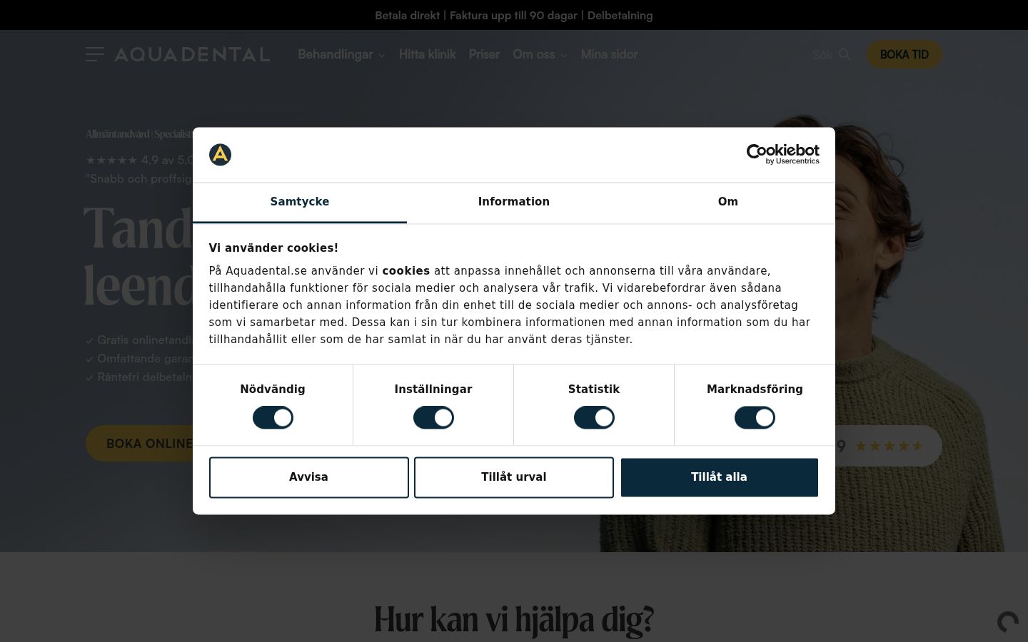 Screenshot des Einwilligungsbanners vor jeglicher Interaktion