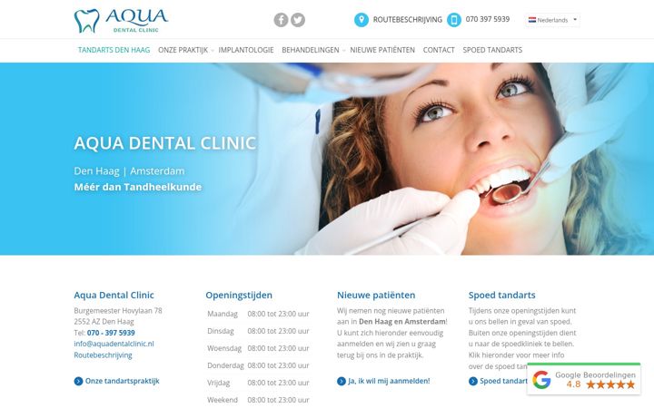 Screenshot of aquadentalclinic.nl