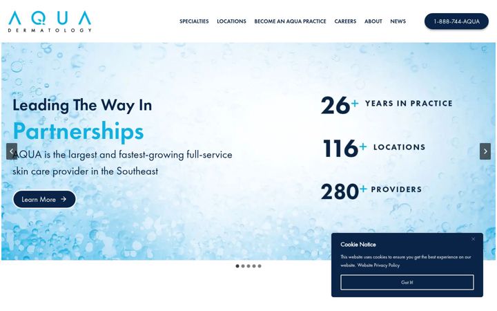 Screenshot of aquadermatology.com