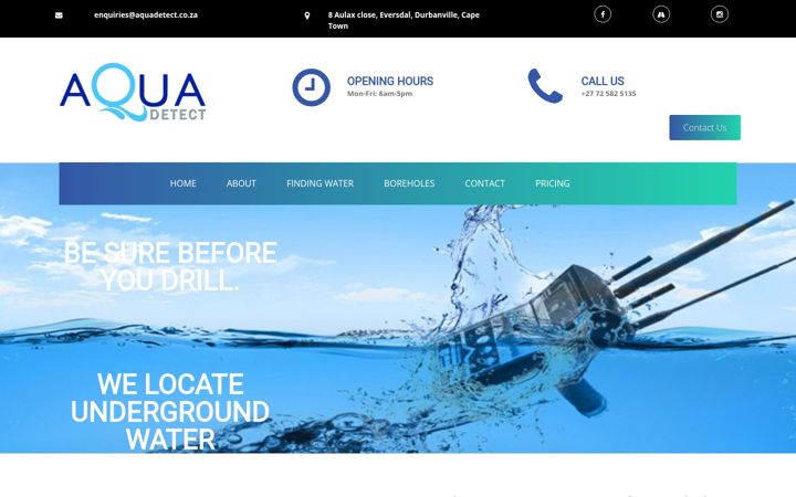 Screenshot of aquadetect.co.za