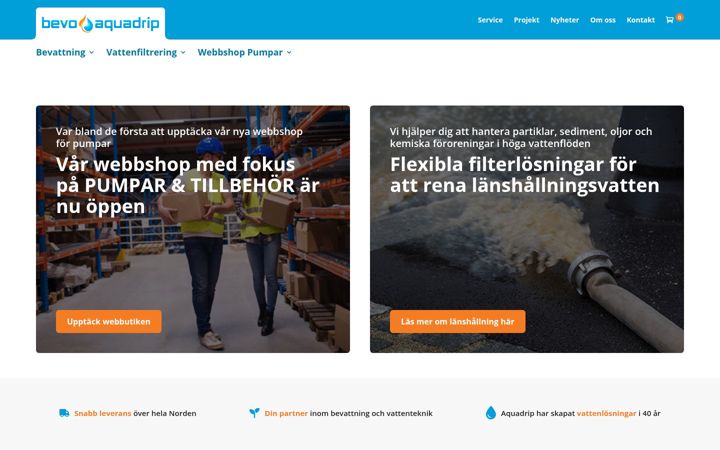 Skärmbild av aquadrip.se