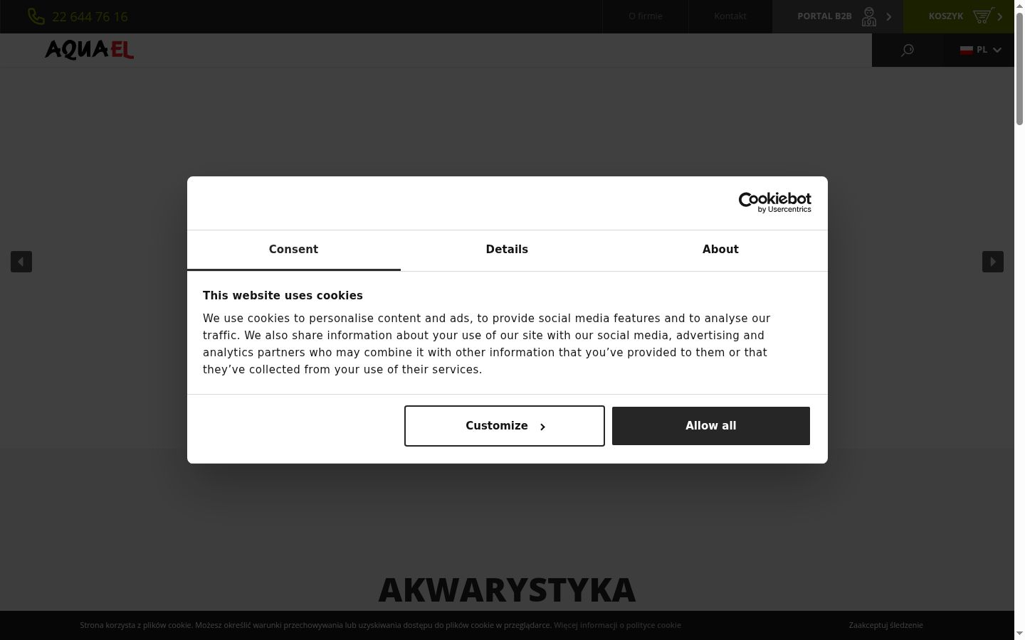 Snímka obrazovky banera súhlasu zobrazeného pred akoukoľvek interakciou