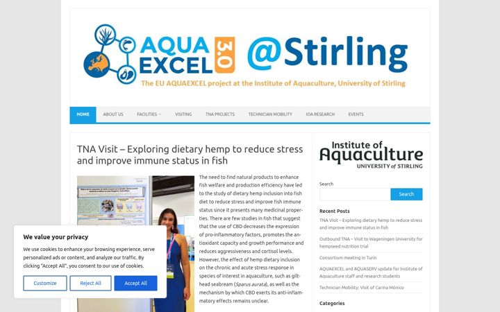 Screenshot of aquaexcel.stir.ac.uk