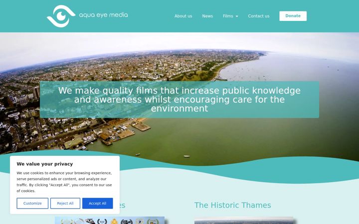 Screenshot of aquaeyemedia.org.uk