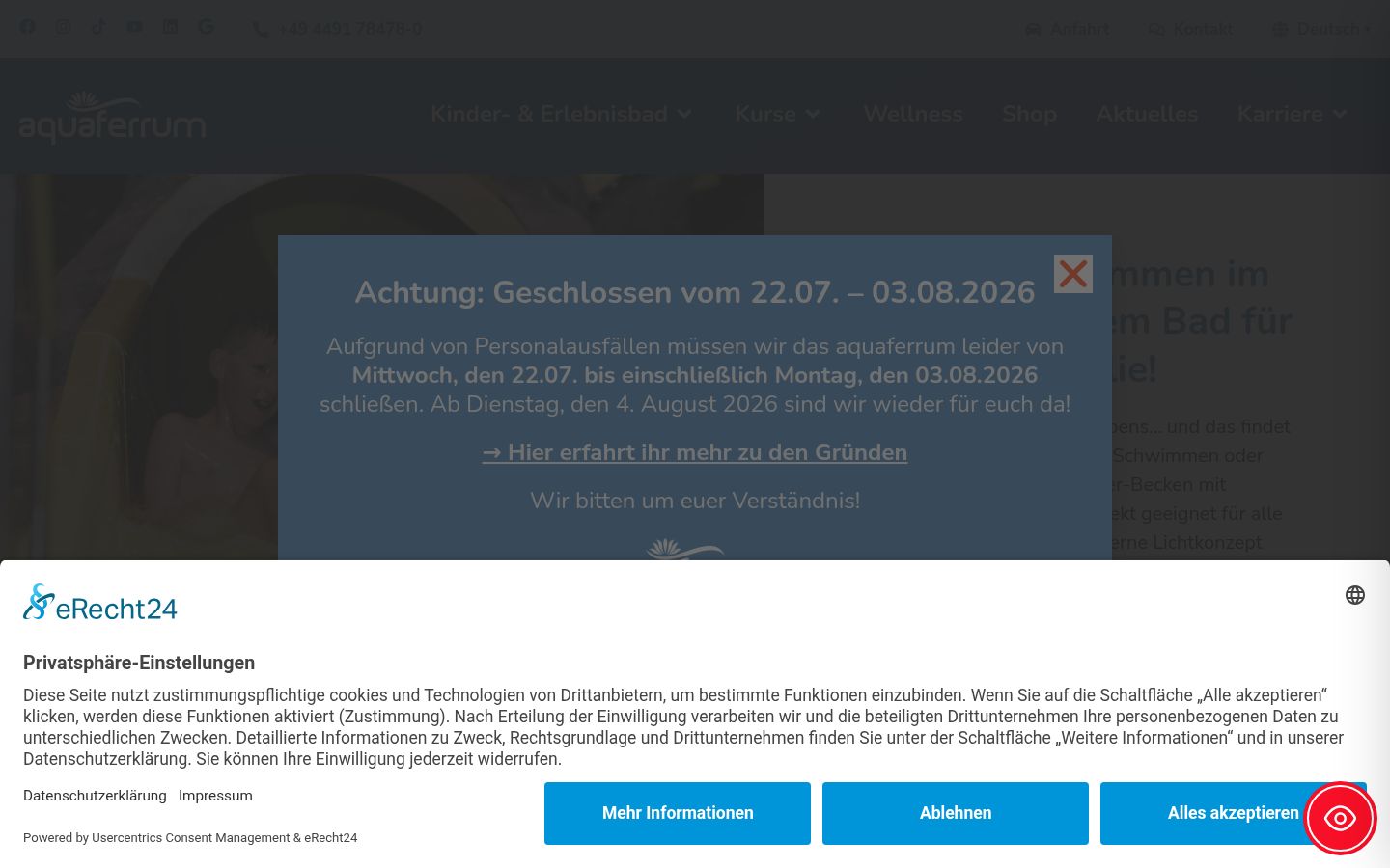 Screenshot des Einwilligungsbanners vor jeglicher Interaktion