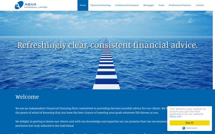 Screenshot of aquafinancial.co.uk