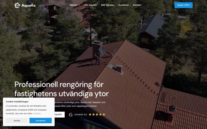 Snímek obrazovky aquafix.se