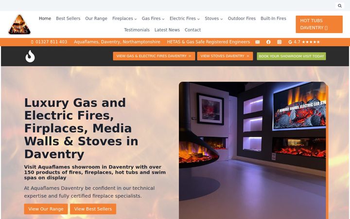Screenshot of aquaflames-daventry.co.uk
