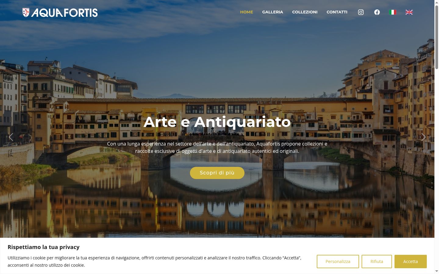 Screenshot del banner di consenso mostrato prima di qualsiasi interazione