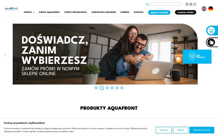 Екранна снимка на aquafront.eu