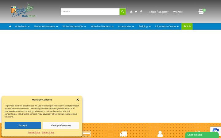 Screenshot of aquaglowwaterbeds.co.uk