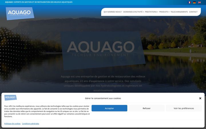 Screenshot ta' aquago.fr