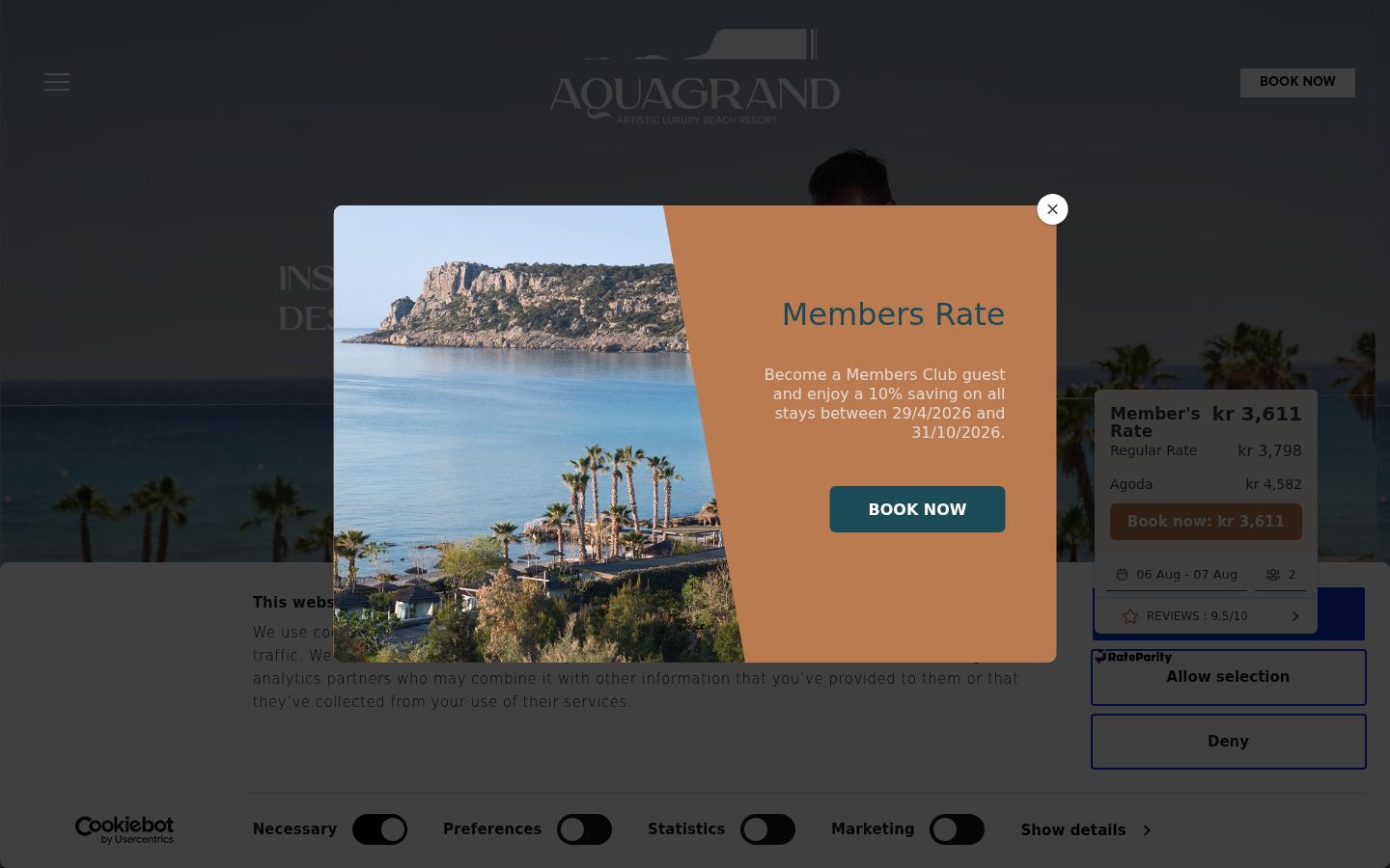 Screenshot of the consent banner shown before any interaction