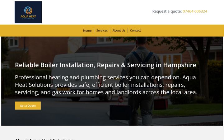 Screenshot von aquaheatsolutions.co.uk