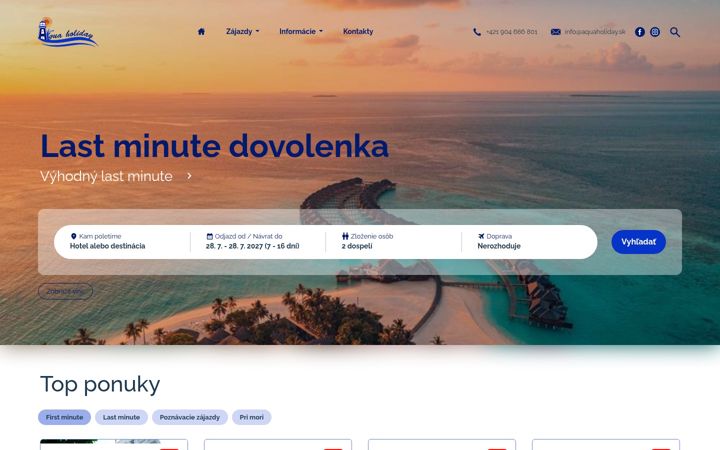 Snímek obrazovky aquaholiday.sk