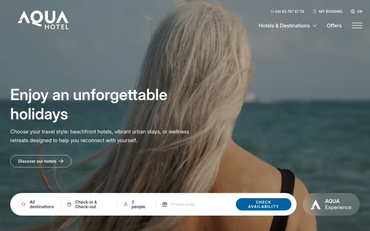 Capture d'écran de aquahotel.com