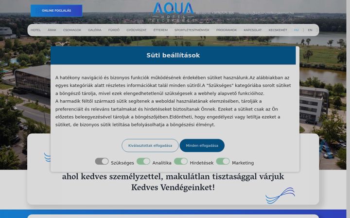 Screenshot of aquahotelkecskemet.hu