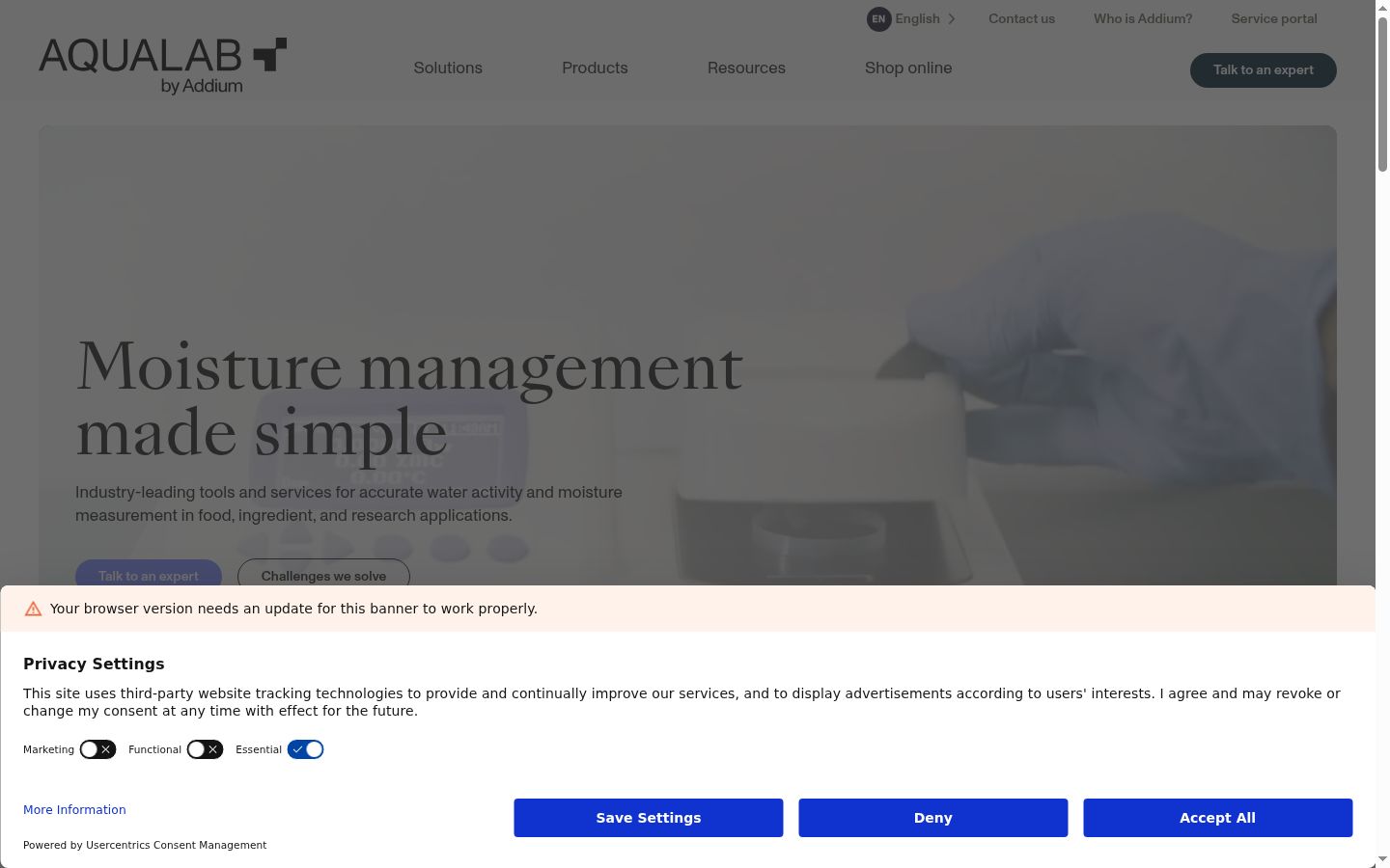 Capture d'écran de la bannière de consentement affichée avant toute interaction