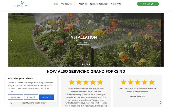 Screenshot van aqualawnandlandscape.com