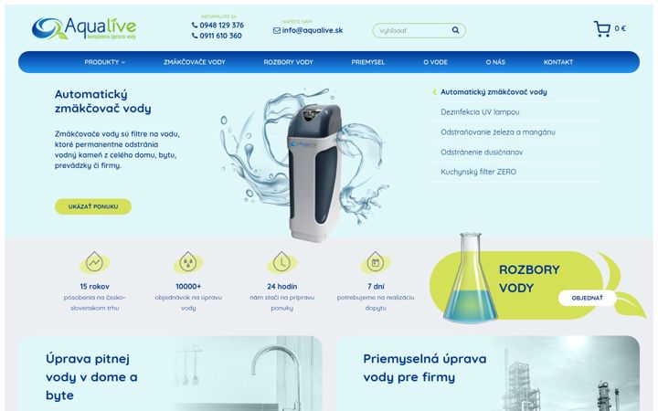 Skærmbillede af aqualive.sk