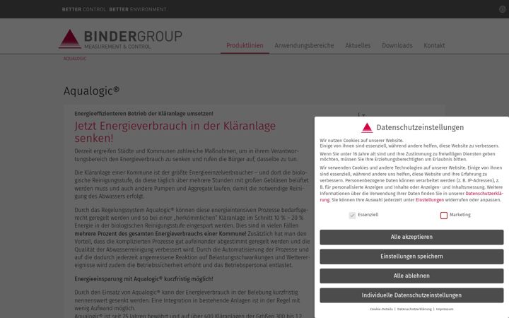 Screenshot of aqualogic.de