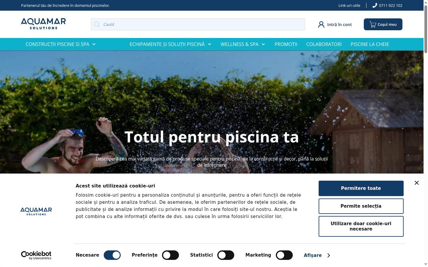 Captură de ecran a bannerului de consimțământ afișat înainte de orice interacțiune