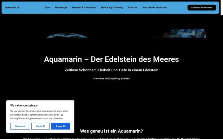 Snimka zaslona za aquamarin.de
