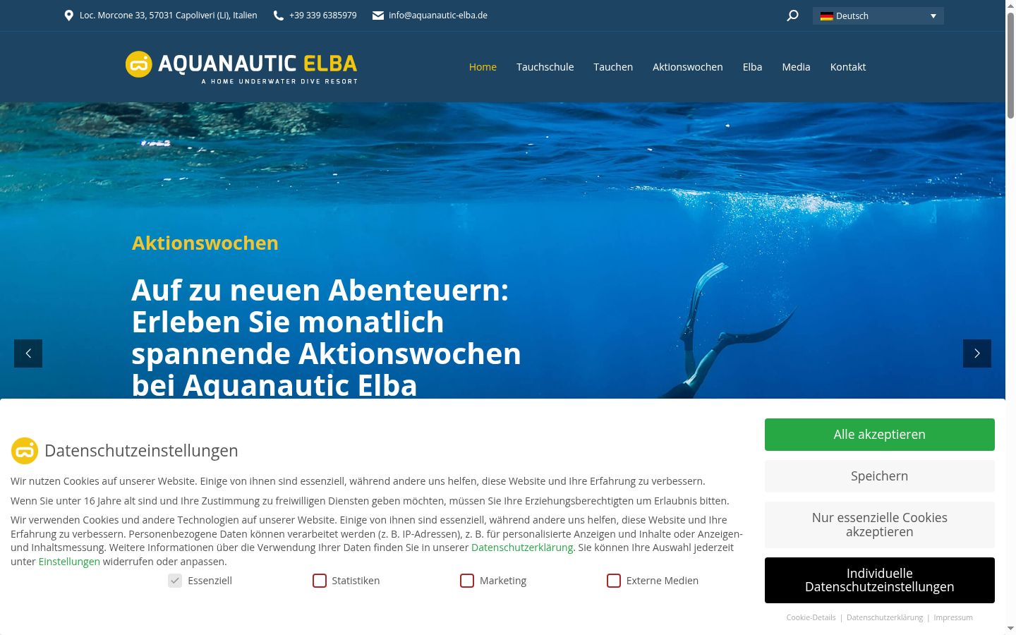 Screenshot del banner di consenso mostrato prima di qualsiasi interazione