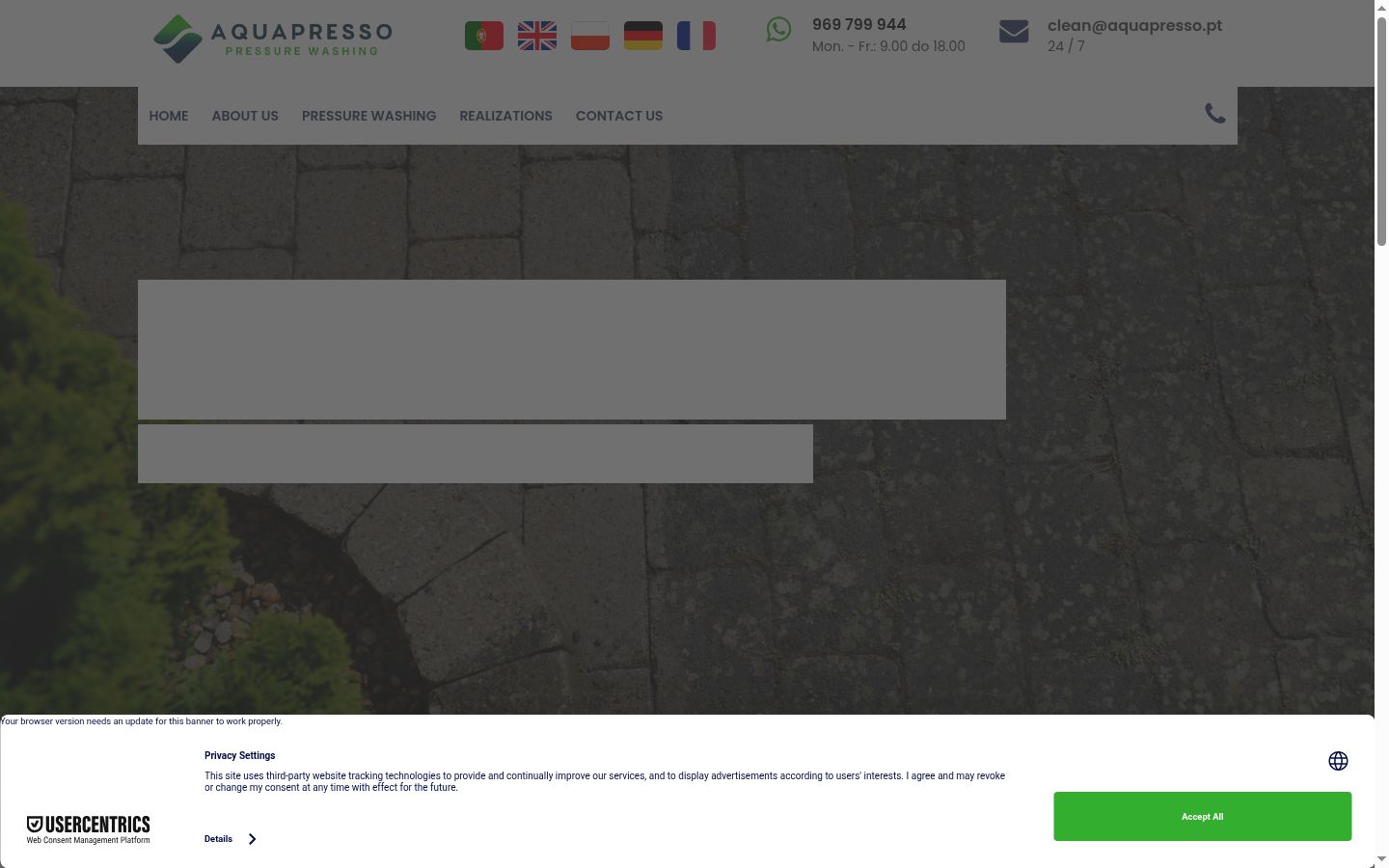 Screenshot del banner di consenso mostrato prima di qualsiasi interazione