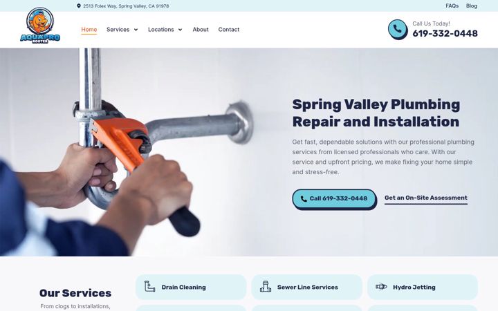 Screenshot of aquaprorooter.com