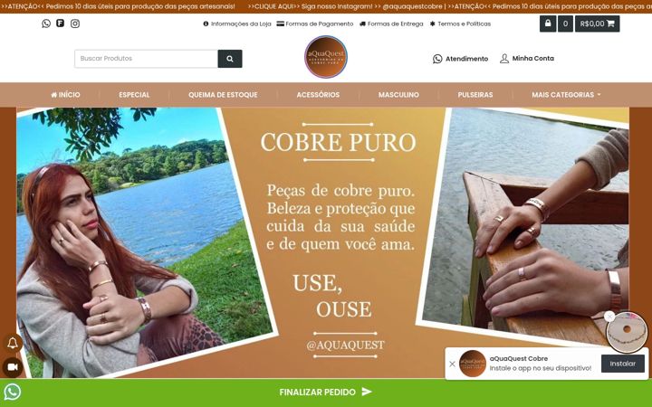 Snímek obrazovky aquaquestcobre.com.br
