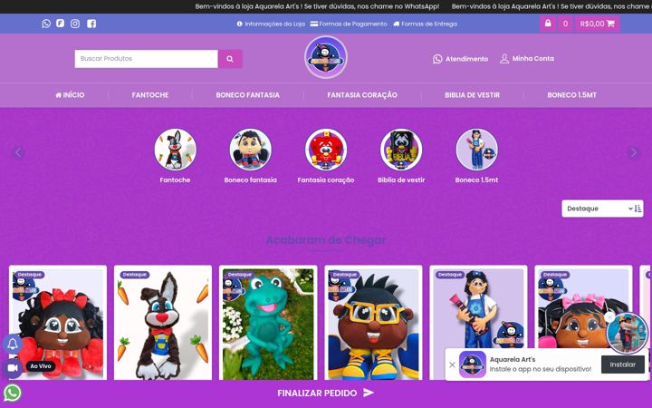 Screenshot of aquarelaartes.com.br