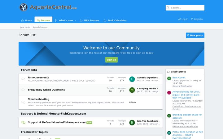 Screenshot of aquariacentral.com